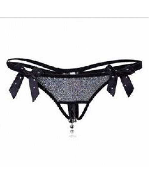 Women Exotic Sexy Shining Bell Bow G Strings Panties Thongs Briefs